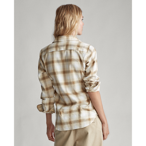 Cream Flannel Button-Down Shirt Polo Ralph Lauren 5