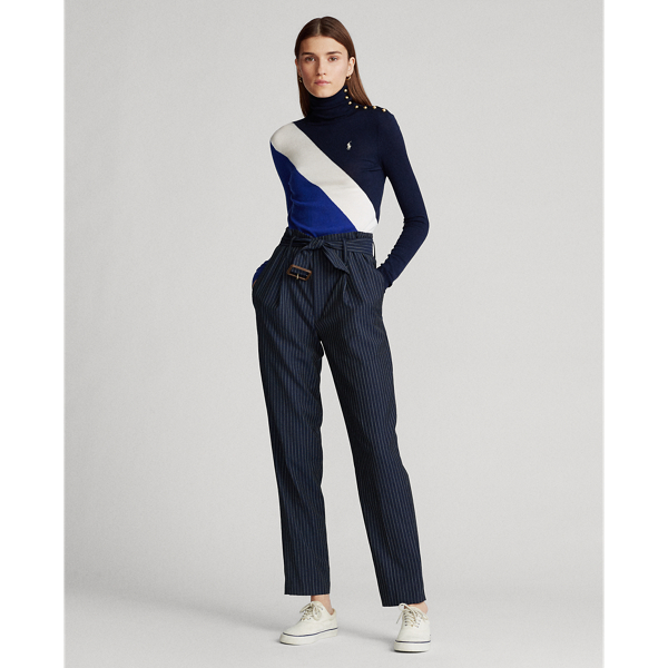 Navy Multi Buttoned-Placket Roll Neck Polo Ralph Lauren 3