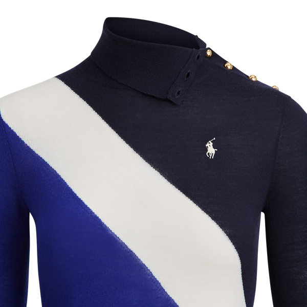 Navy Multi Buttoned-Placket Roll Neck Polo Ralph Lauren 7