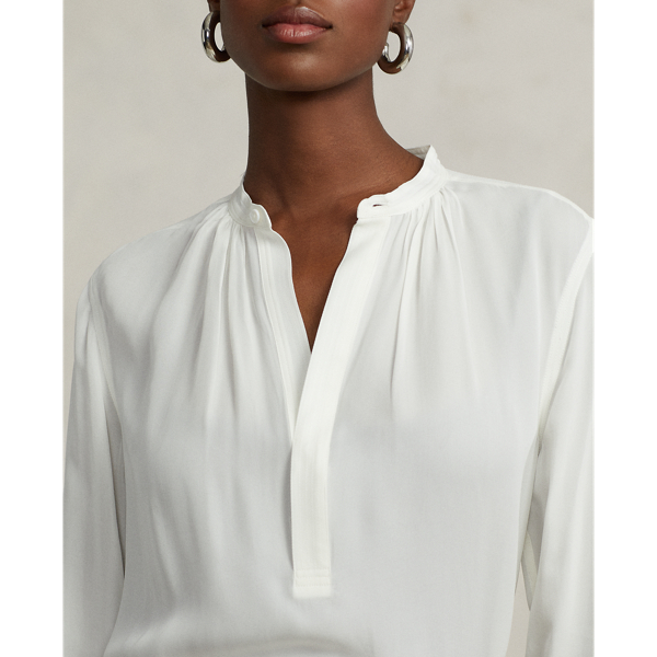 Trophy Cream Silk-Blend Blouse Polo Ralph Lauren 6
