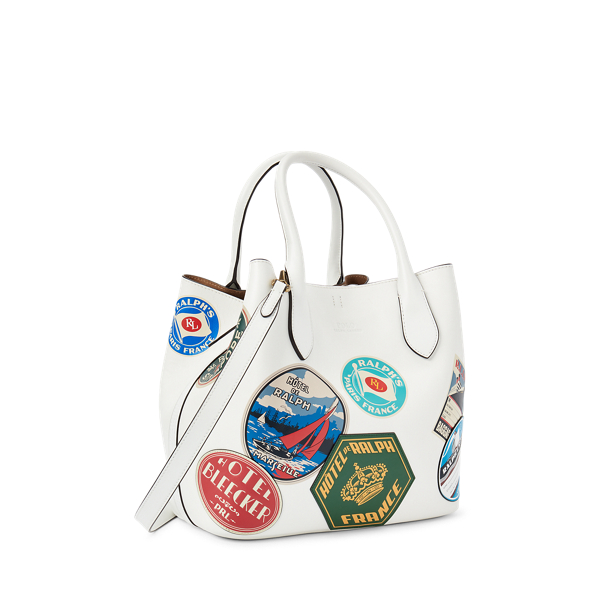 White/Multi Bellport Leather Medium Tote Polo Ralph Lauren 2