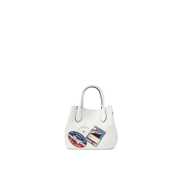 White/Multi Bellport Leather Medium Tote Polo Ralph Lauren 3