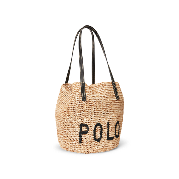 Light Tan Raffia Medium Tote Bag Polo Ralph Lauren 2