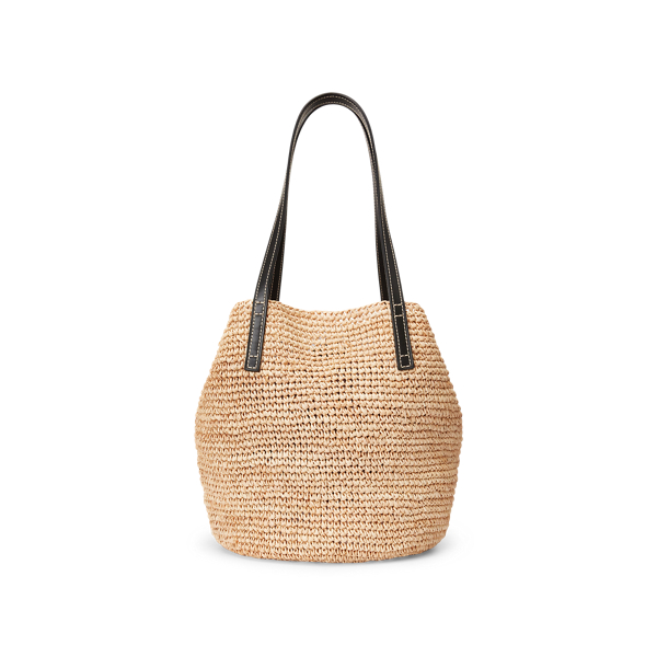 Light Tan Raffia Medium Tote Bag Polo Ralph Lauren 3