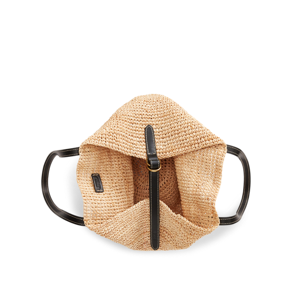 Light Tan Raffia Medium Tote Bag Polo Ralph Lauren 4