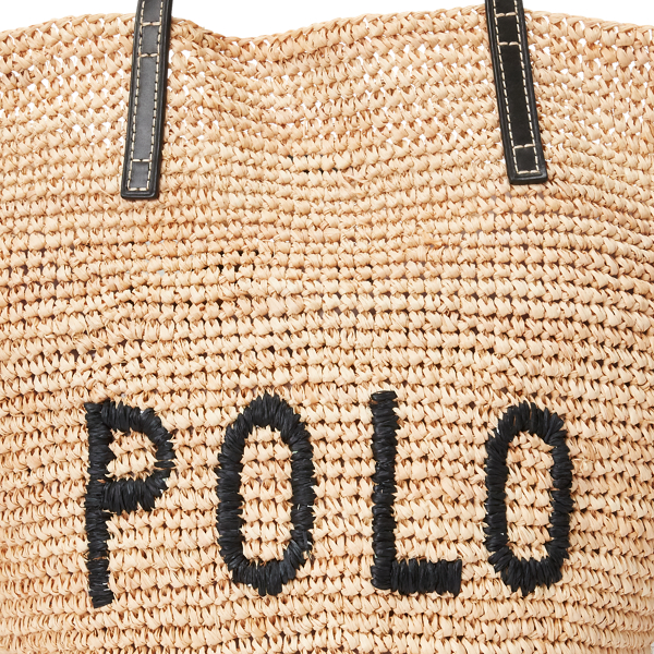Light Tan Raffia Medium Tote Bag Polo Ralph Lauren 5