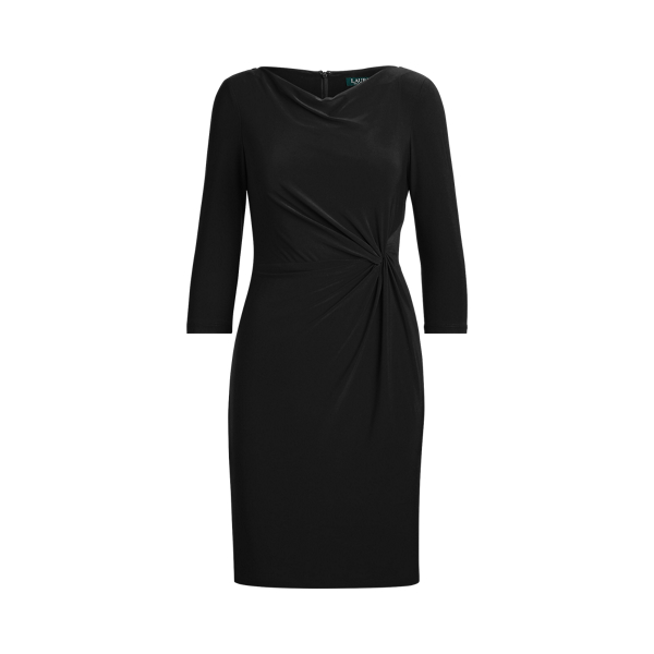 Jersey jurk met watervalhalslijn