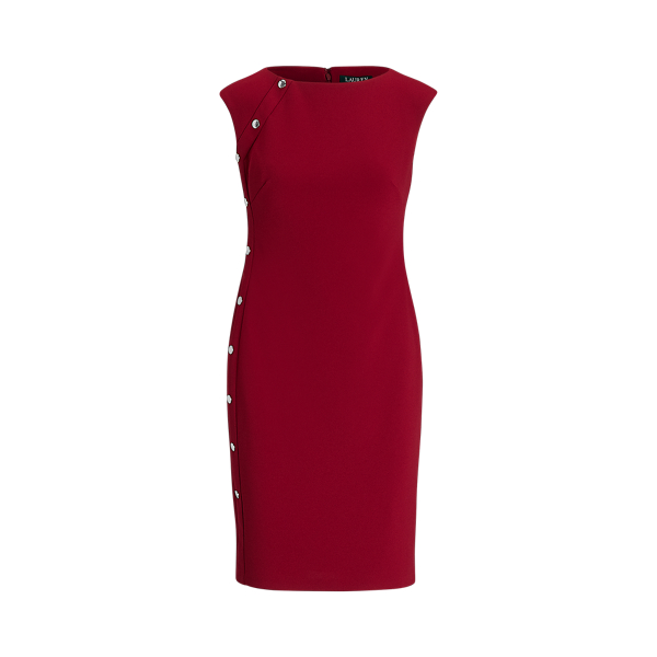 Button-Trim Crepe Dress Lauren 1