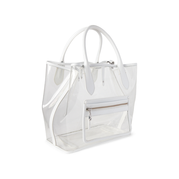 Transparente mittelgro&szlig;e Tote Polo Ralph Lauren in Clear/White 2