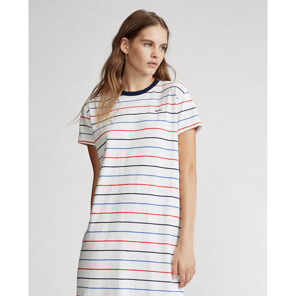 White Multi Striped Jersey Dress Polo Ralph Lauren 4