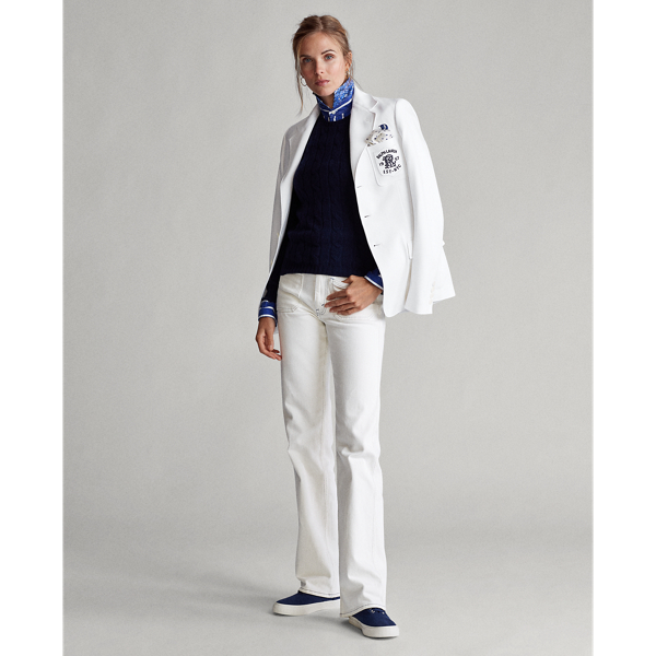 White Double-Knit Jacquard Blazer Polo Ralph Lauren 4
