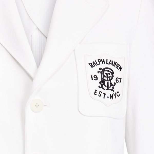 White Double-Knit Jacquard Blazer Polo Ralph Lauren 8
