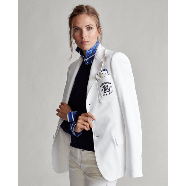White Double-Knit Jacquard Blazer Polo Ralph Lauren 5