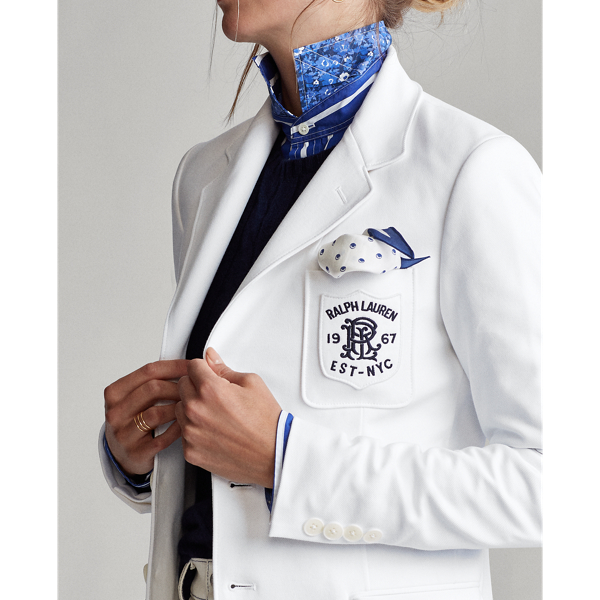 White Double-Knit Jacquard Blazer Polo Ralph Lauren 7