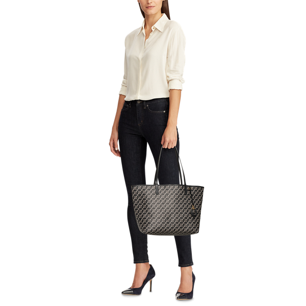 Black Heritage Logo Medium Collins Tote Lauren 7