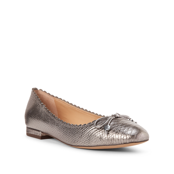 Silver Glennie Metallic Leather Flat Lauren 2