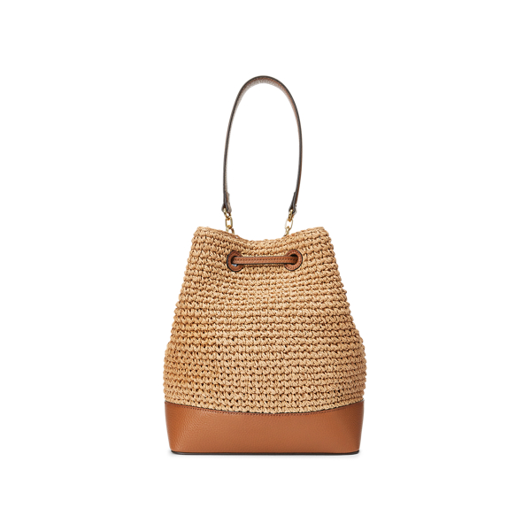 Natural Straw Debby Drawstring Bag Lauren 3