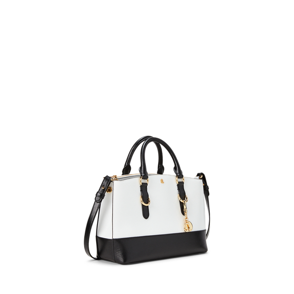 White/Black Saffiano Mini Leather Satchel Lauren 2