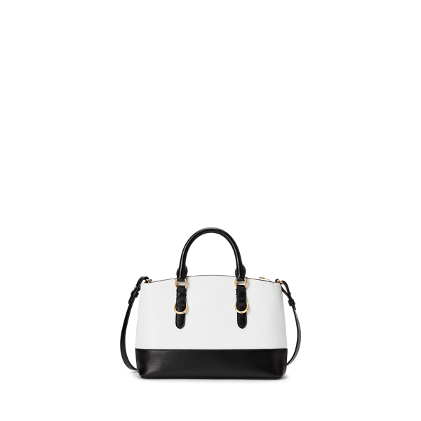 White/Black Saffiano Mini Leather Satchel Lauren 3
