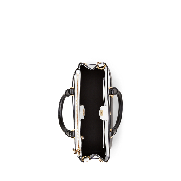 White/Black Saffiano Mini Leather Satchel Lauren 4
