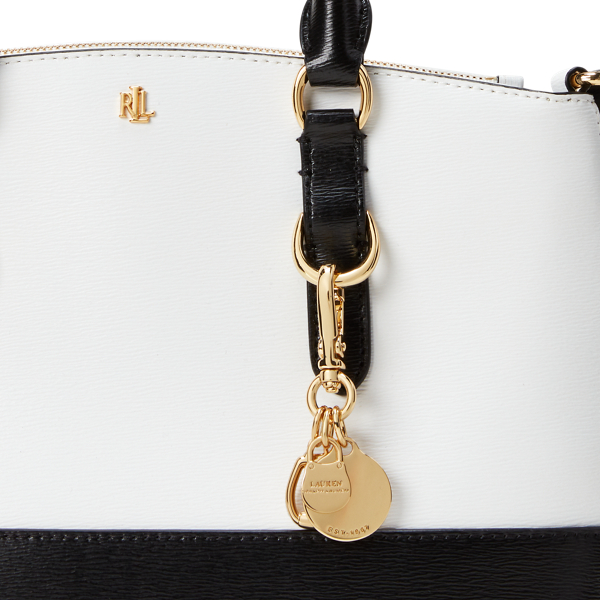 White/Black Saffiano Mini Leather Satchel Lauren 5