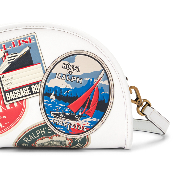White/Multi Travel-Patch Leather Crossbody Polo Ralph Lauren 6