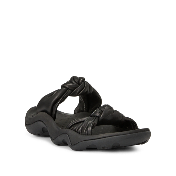 Black Knotted-Strap Leather Sandal Polo Ralph Lauren 3