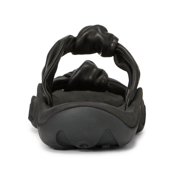 Black Knotted-Strap Leather Sandal Polo Ralph Lauren 4