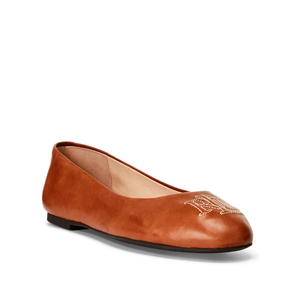 Deep Saddle Tan Jamie Leather Flat Lauren 3
