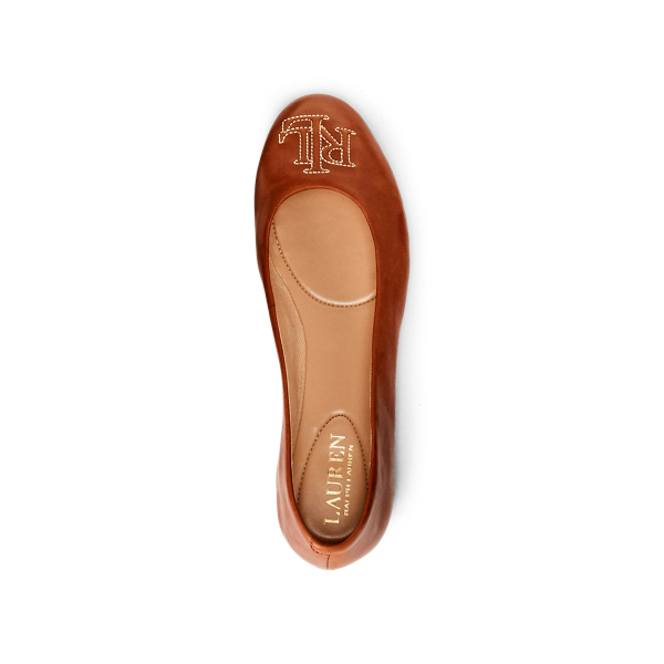 Deep Saddle Tan Jamie Leather Flat Lauren 5