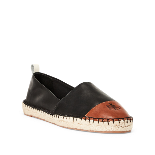 Black/Deep Saddle Tan Dorian Leather Espadrille Lauren 3