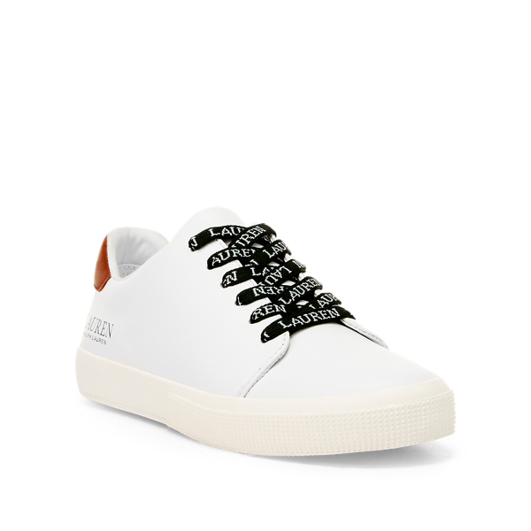 White/Deep Saddle Tan Joana Leather Trainer Lauren 3