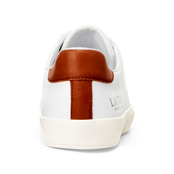 White/Deep Saddle Tan Joana Leather Trainer Lauren 4