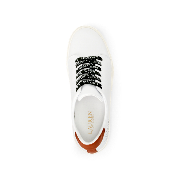 White/Deep Saddle Tan Joana Leather Trainer Lauren 5