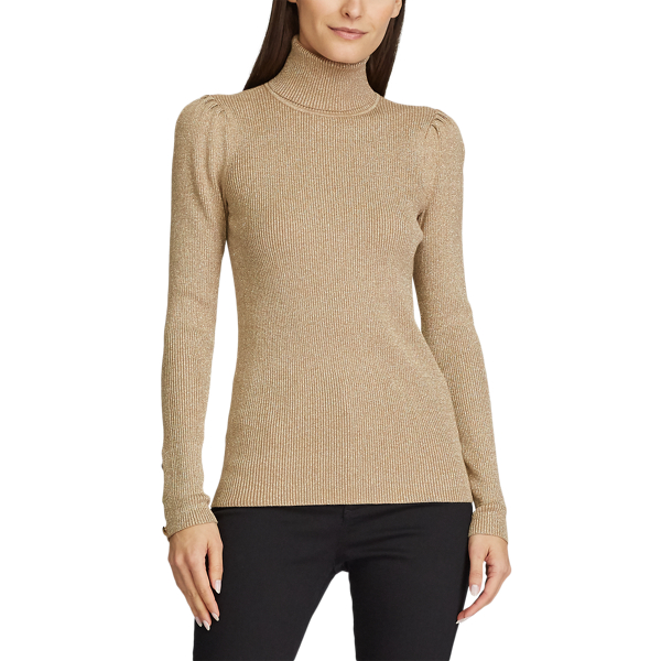 Gold Puff-Sleeve Turtleneck Sweater Lauren 3