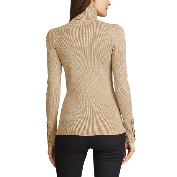 Gold Puff-Sleeve Turtleneck Sweater Lauren 4