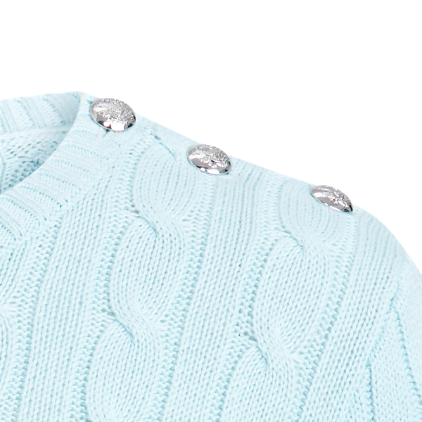 Pale Aquamarine Button-Trim Cable Sweater Lauren 5