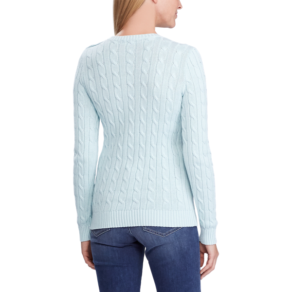 Pale Aquamarine Button-Trim Cable Sweater Lauren 4