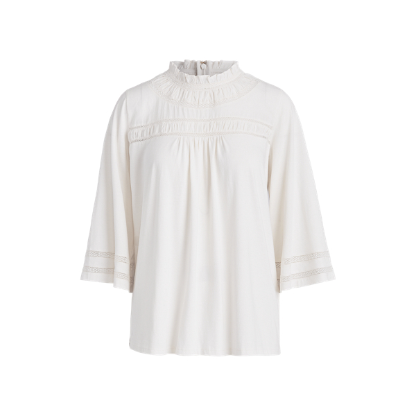 Lace-Trim Cotton-Blend Top Lauren 1