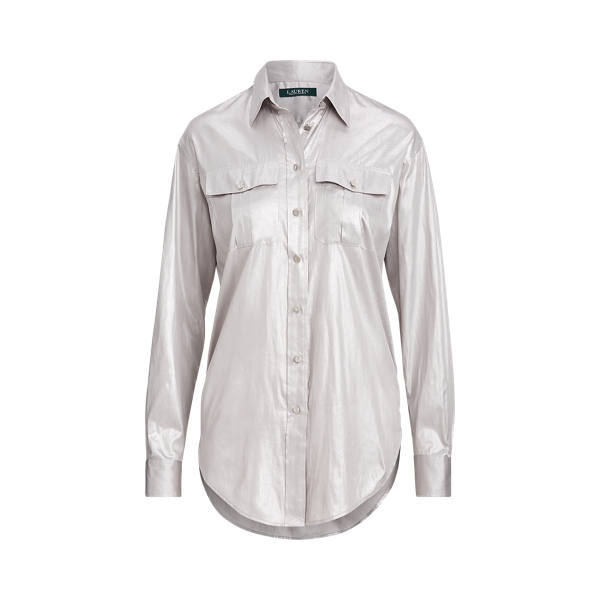 Metallic Patch-Pocket Shirt Lauren 1
