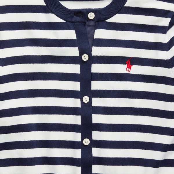 Bright Navy/White Striped Cotton Cardigan Polo Ralph Lauren 6