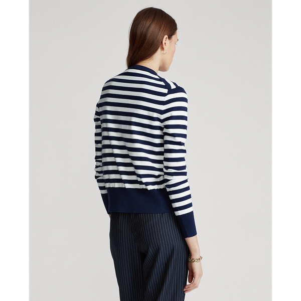 Bright Navy/White Striped Cotton Cardigan Polo Ralph Lauren 4