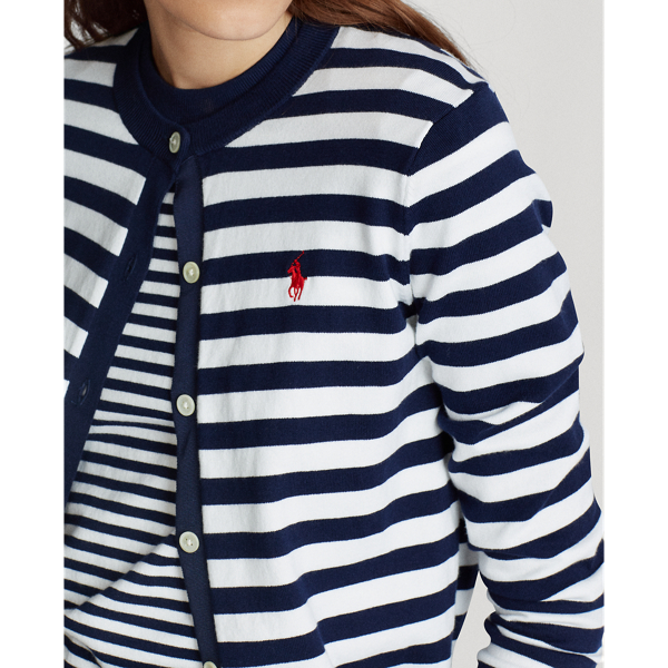 Bright Navy/White Striped Cotton Cardigan Polo Ralph Lauren 5
