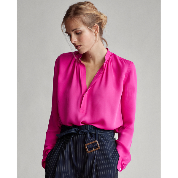 Belmont Pink Silk-Blend Blouse Polo Ralph Lauren 5