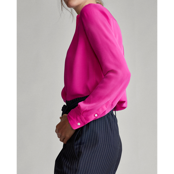 Belmont Pink Silk-Blend Blouse Polo Ralph Lauren 7