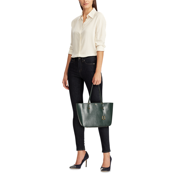 Green Saffiano Leather Tote Lauren 6