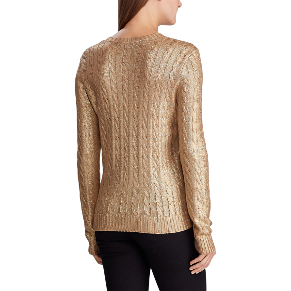 NWT Lauren Ralph Lauren Gold Metallic Cable offers Knit Sweater