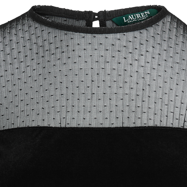 Black Mesh-Yoke Velvet Shirt Lauren 5