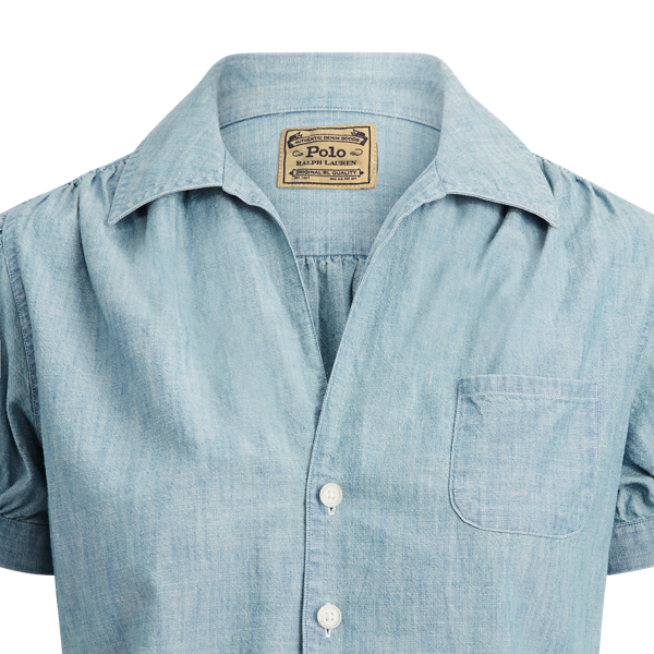 Medium Indigo Chambray Short-Sleeve Shirt Polo Ralph Lauren 6