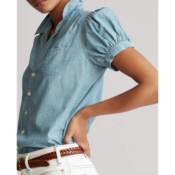 Medium Indigo Chambray Short-Sleeve Shirt Polo Ralph Lauren 5